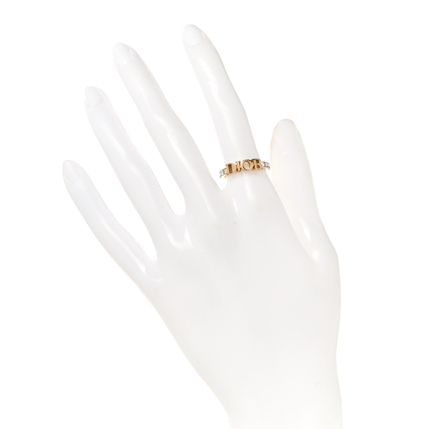 Christian Dior Metal Crystal Dio(R)evolution Ring S 50 5.25 Gold 2 of 7