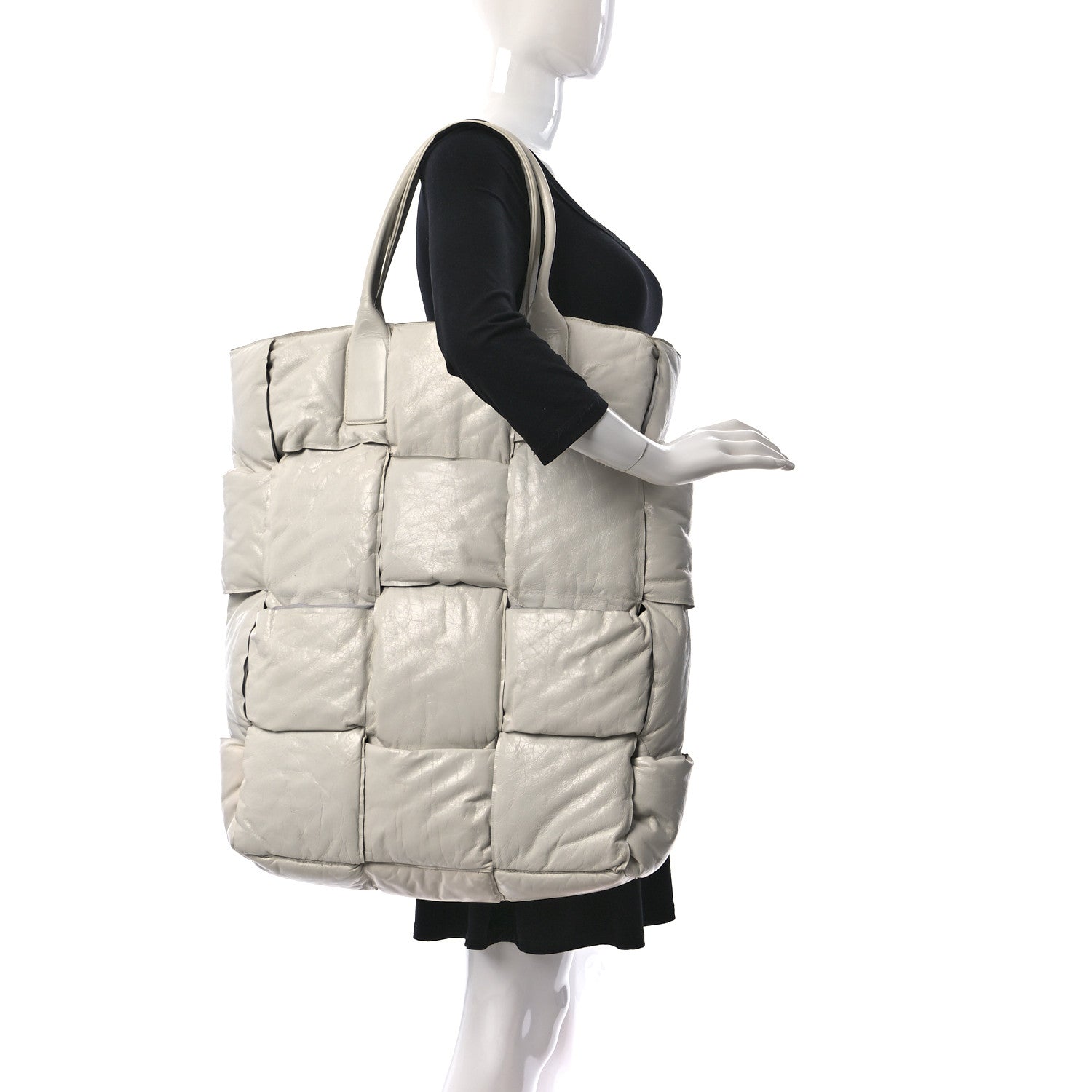 Bottega Veneta Lambskin Intrecciato The Squash Padded Tote Chalk 2 of 21