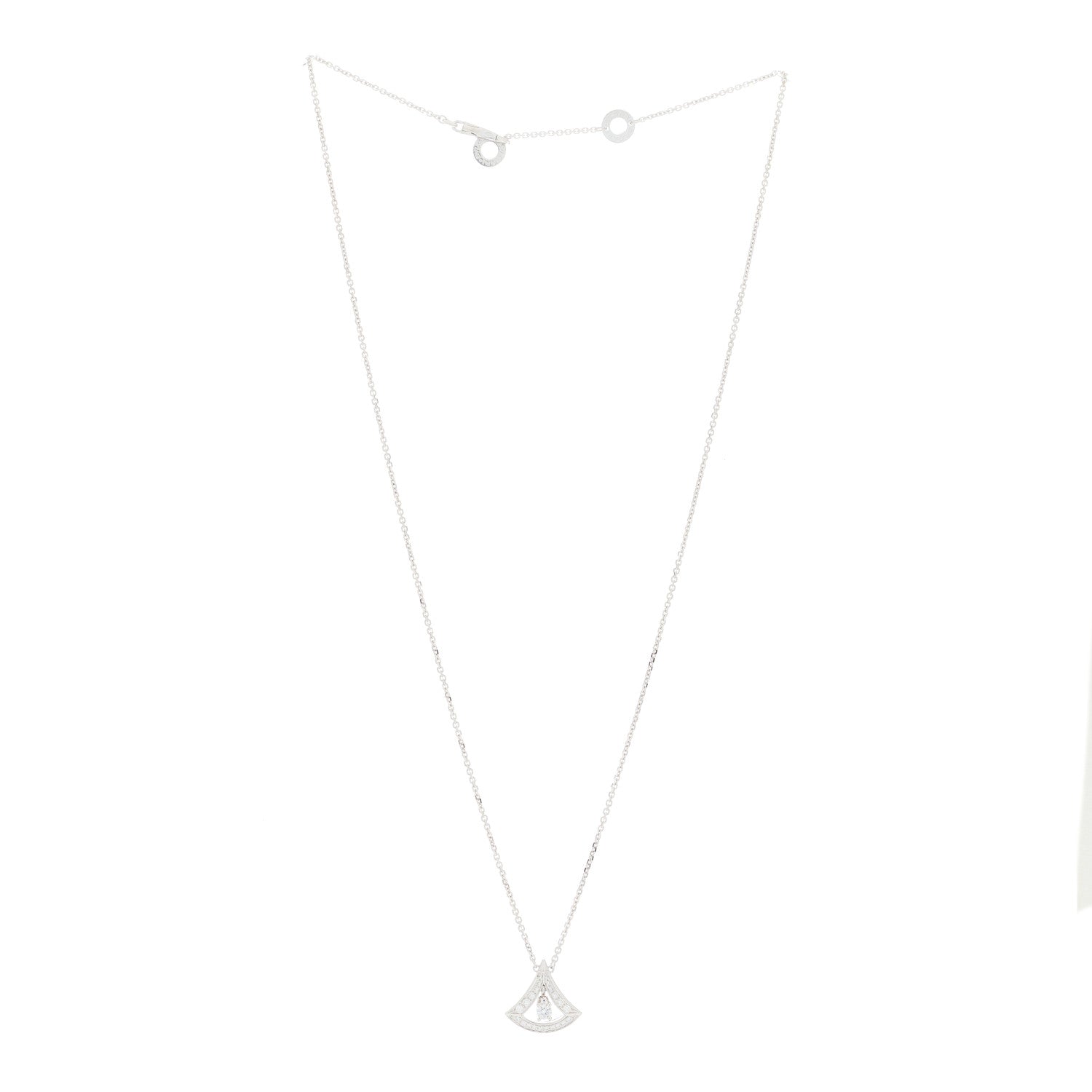 Bulgari 18K White Gold Diamond Divas' Dream Pave Openwork Necklace 2 of 8