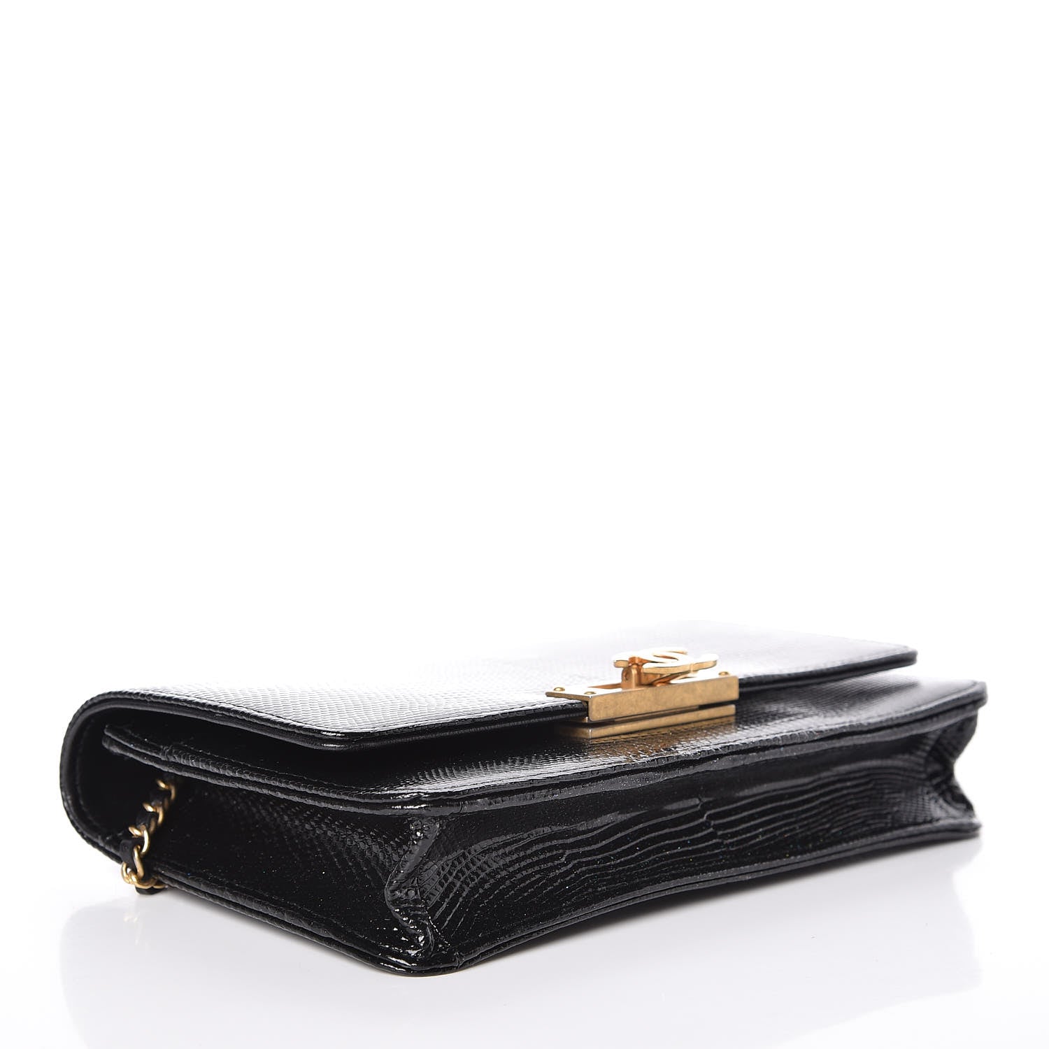 Chanel Metallic Lizard Golden Class Wallet on Chain WOC Black 4 of 15
