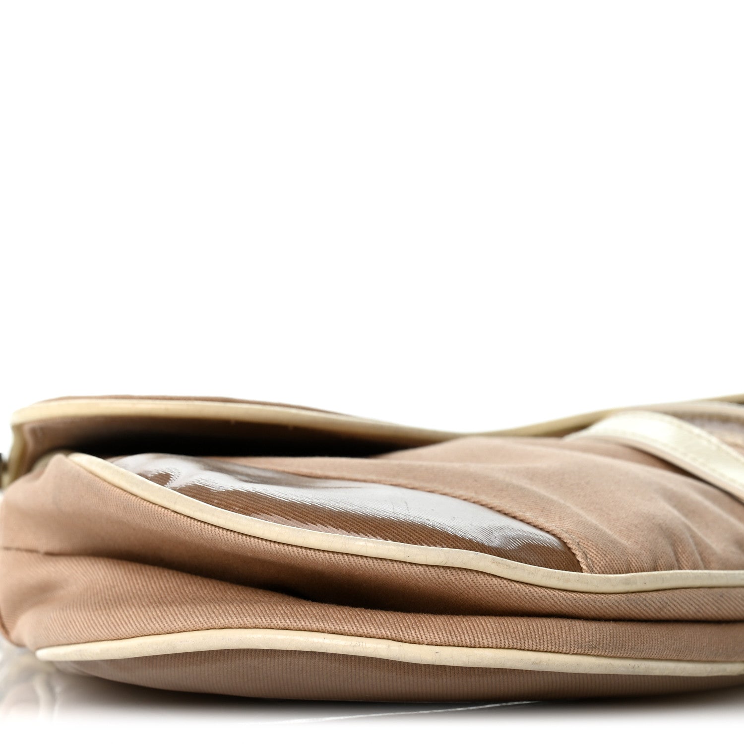 Christian Dior Canvas Patent Calfskin Saddle Bag Beige 9 of 14