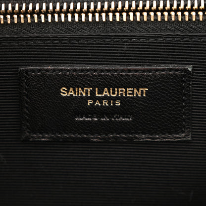 Saint Laurent Grain De Poudre Matelasse Chevron Large Monogram Satchel Dark Beige 6 of 10