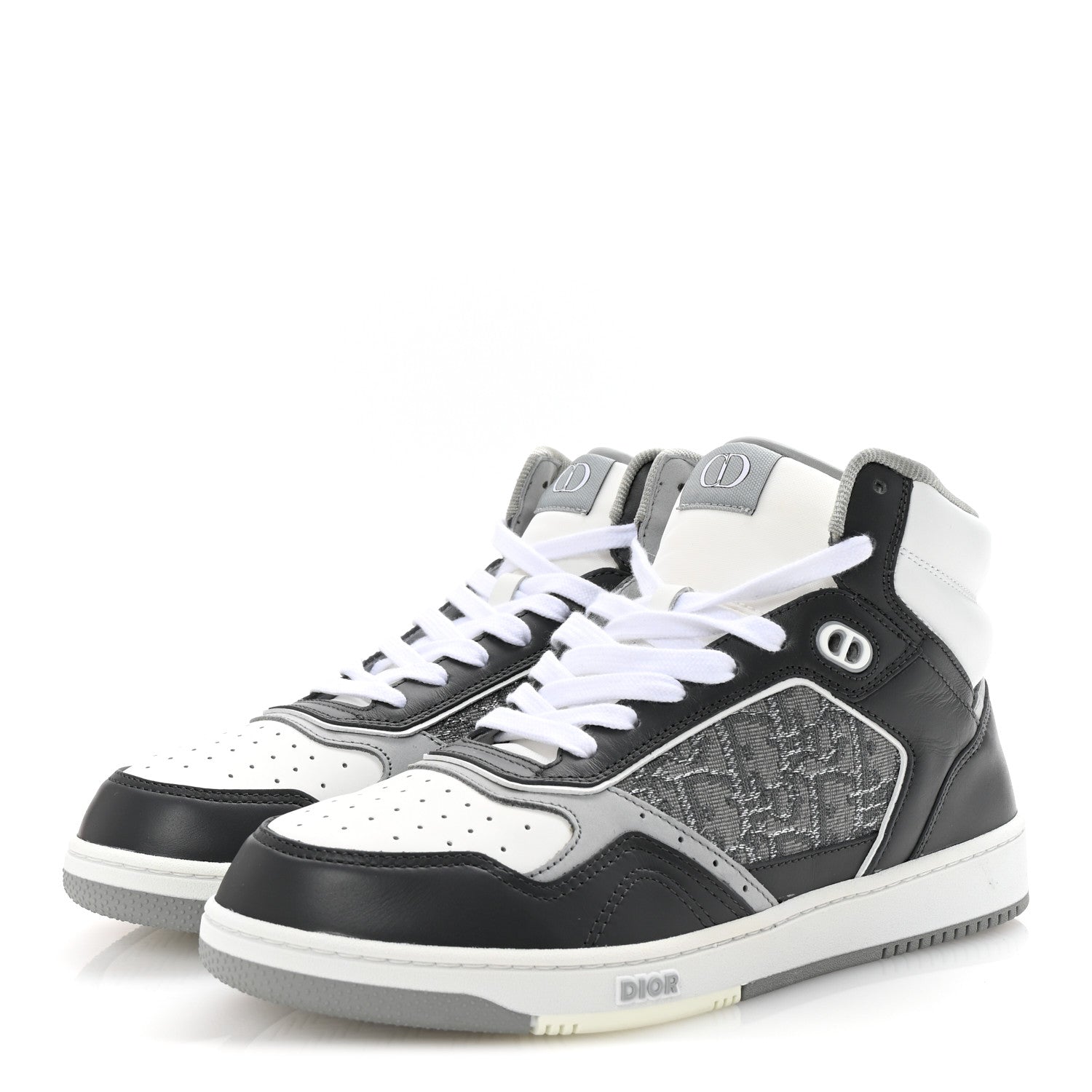 Christian Dior Smooth Calfskin Jacquard Oblique Mens B27 High Top Sneakers 40 Grey 4 of 9