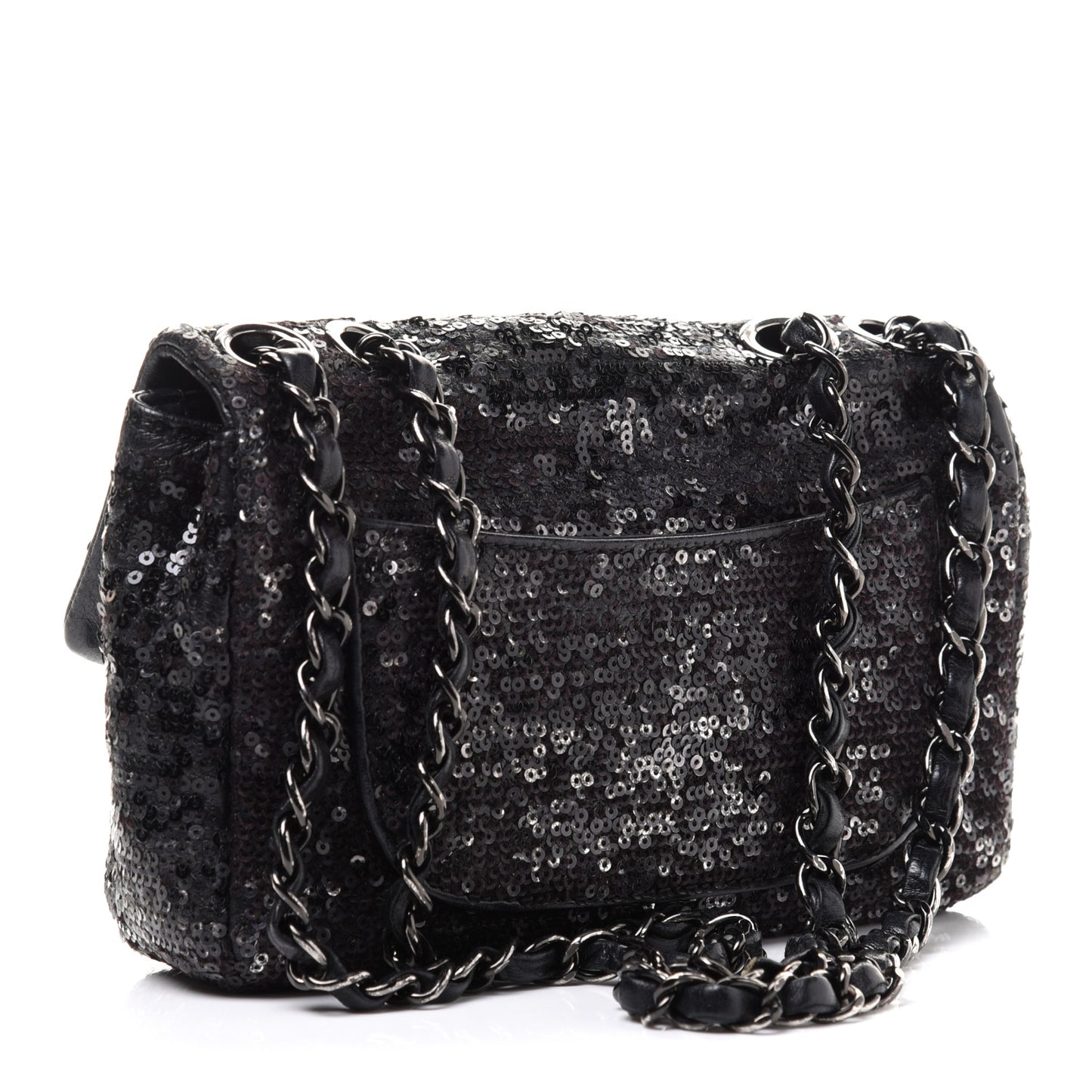 Sequin Lambskin Mini Moonlight on Water Flap Black