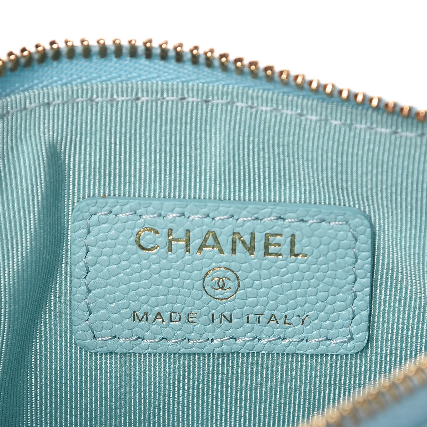 Caviar Quilted Small Cosmetic Case Light Blue