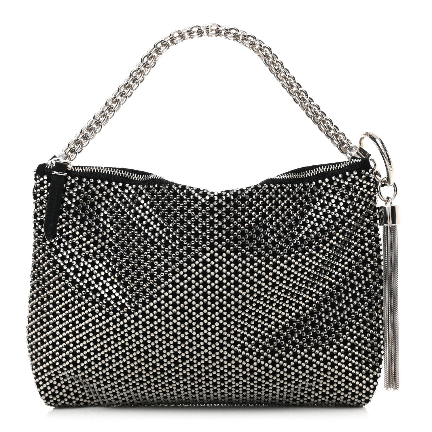 Jimmy Choo Suede Crystal Callie Tassel Shoulder Bag Silver 1 of 11