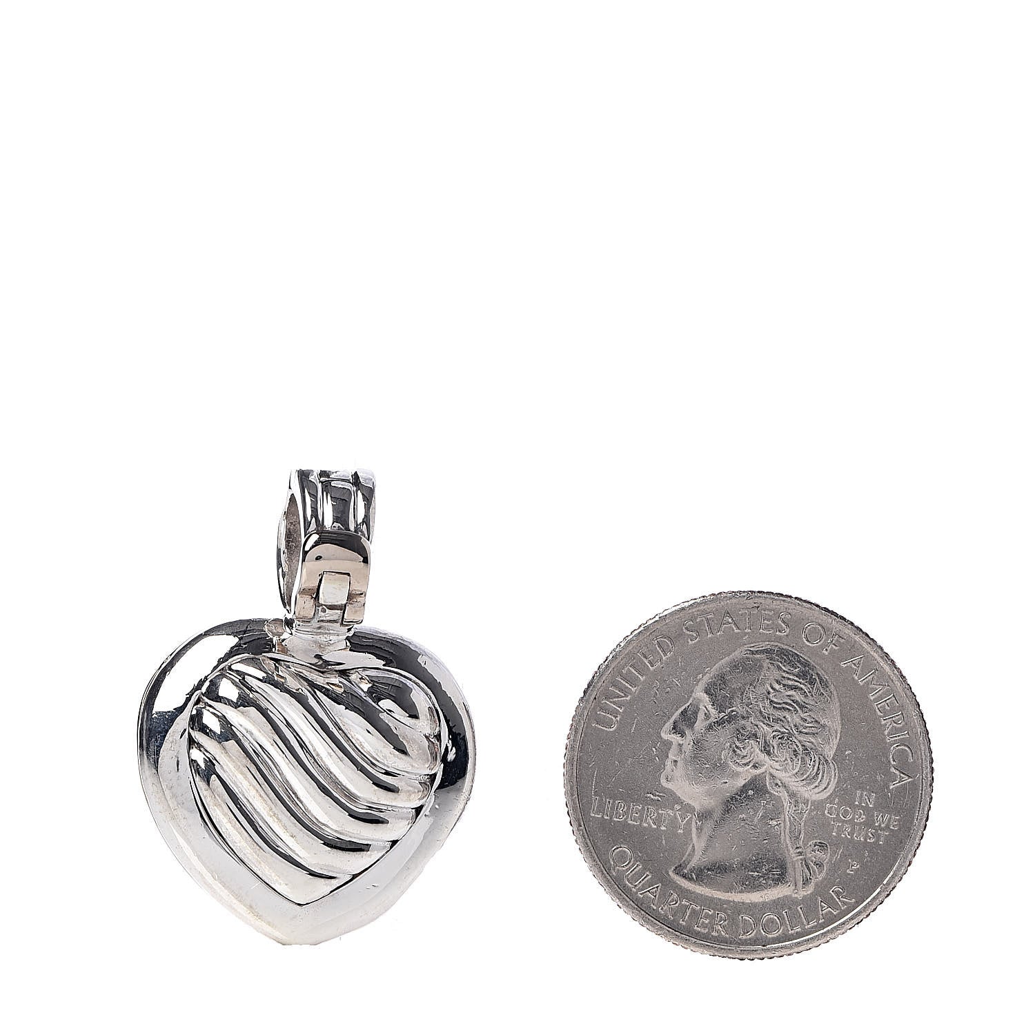 David Yurman Sterling Silver 18K Yellow Gold Cable Heart Locket Enhancer Pendant 2 of 3