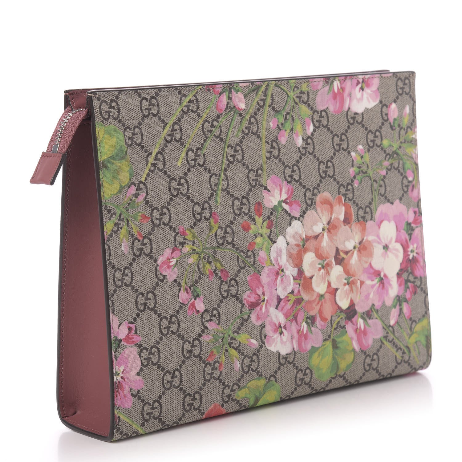 Gucci GG Supreme Monogram Blooms Large Cosmetic Case Beige Multicolor Dry Rose 3 of 11