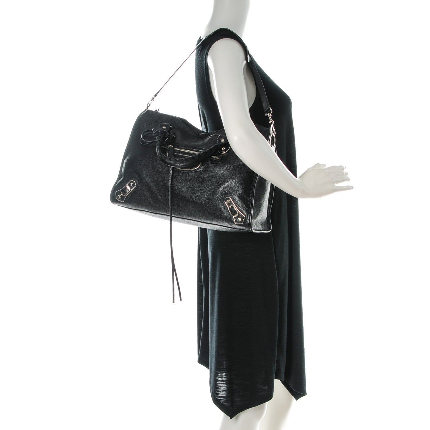 Chevre Silver Metallic Edge Hardware City Black
