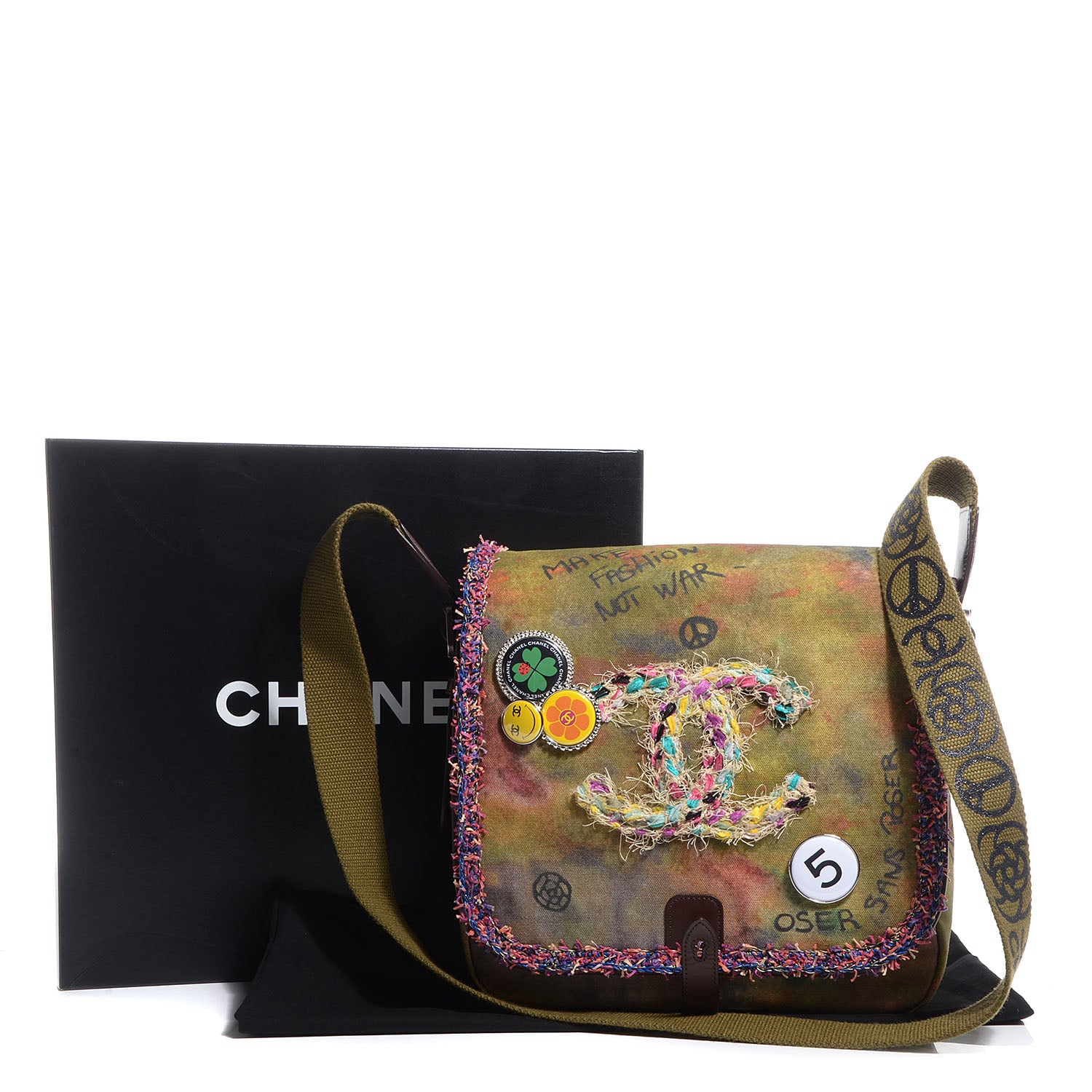 Chanel Washed Toile Graffiti On The Pavements Messenger Khaki Multicolor 8 of 8