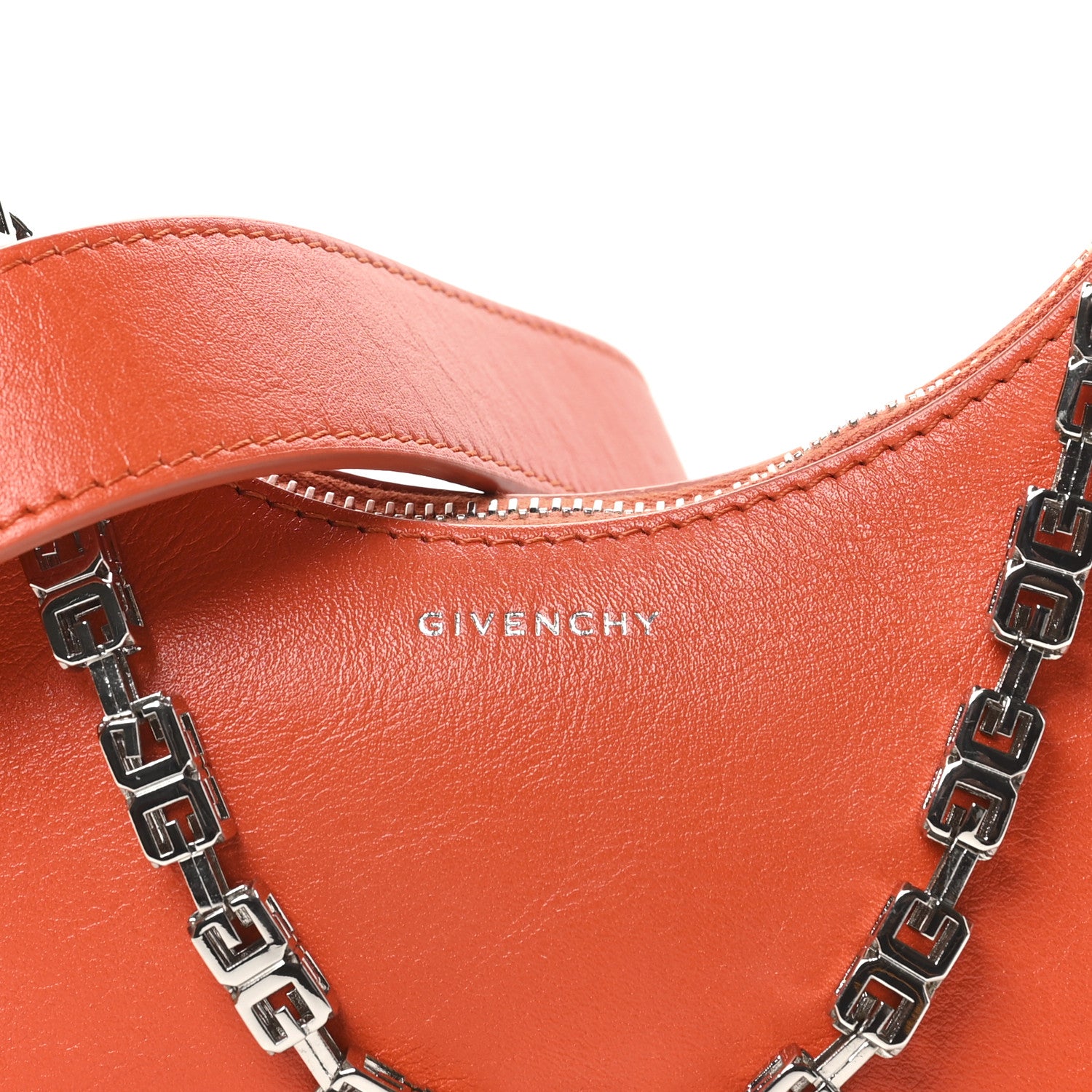 Givenchy Smooth Calfskin Mini Moon Cut Out Shoulder Bag Orange 7 of 9