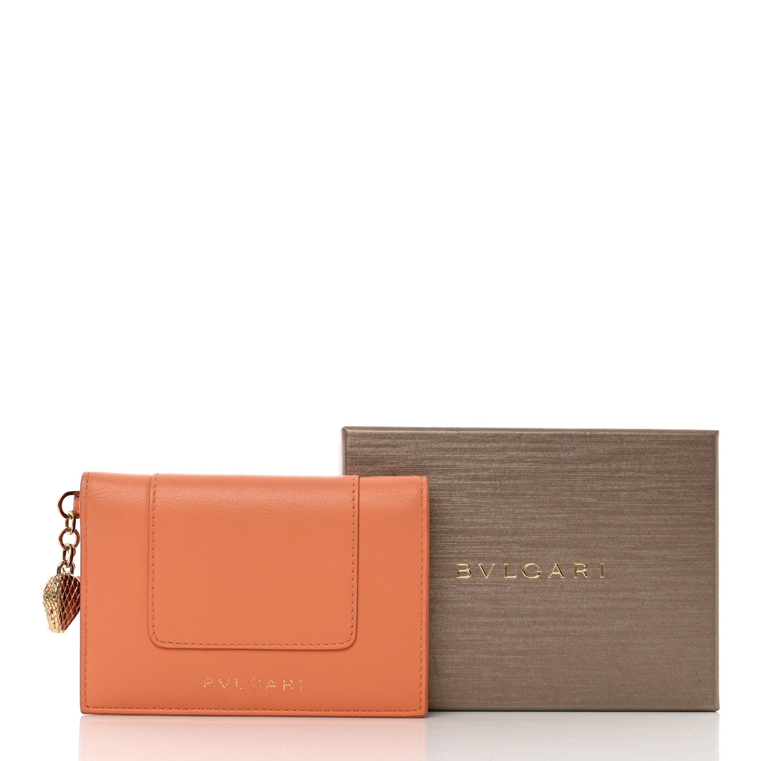 Bulgari Serpenti Calfskin Forever Card Case Coral 9 of 9