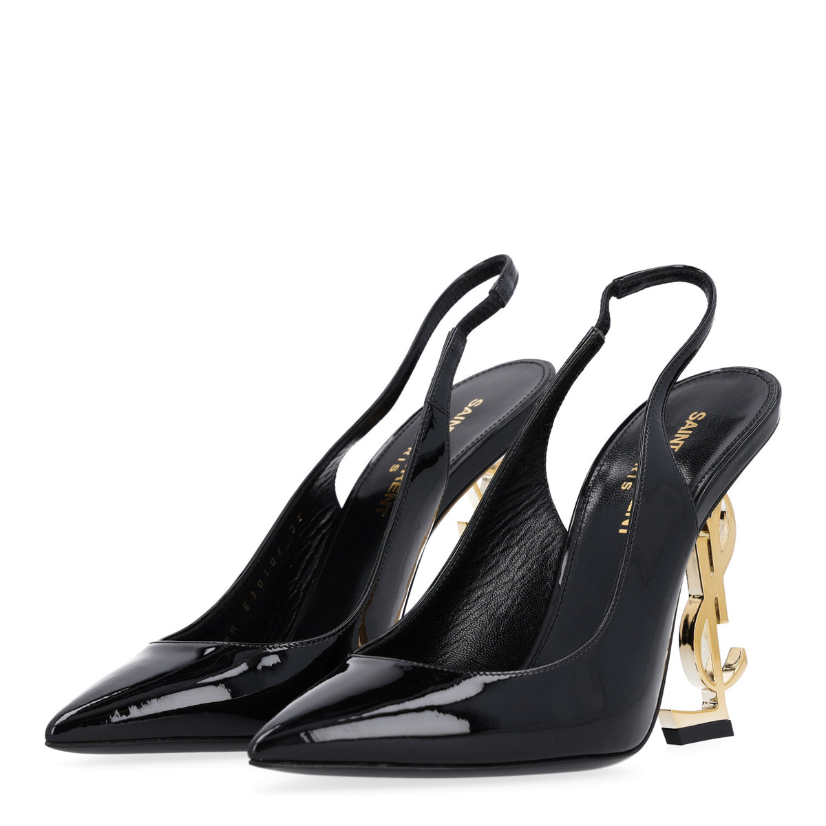 Saint Laurent Patent Opyum 110 Slingback Pumps 36 Black 4 of 8