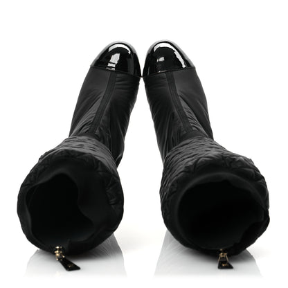 Chanel Mixed Fibers Lambskin Patent Calfskin Convertible High Boots 38 Black 3 of 22