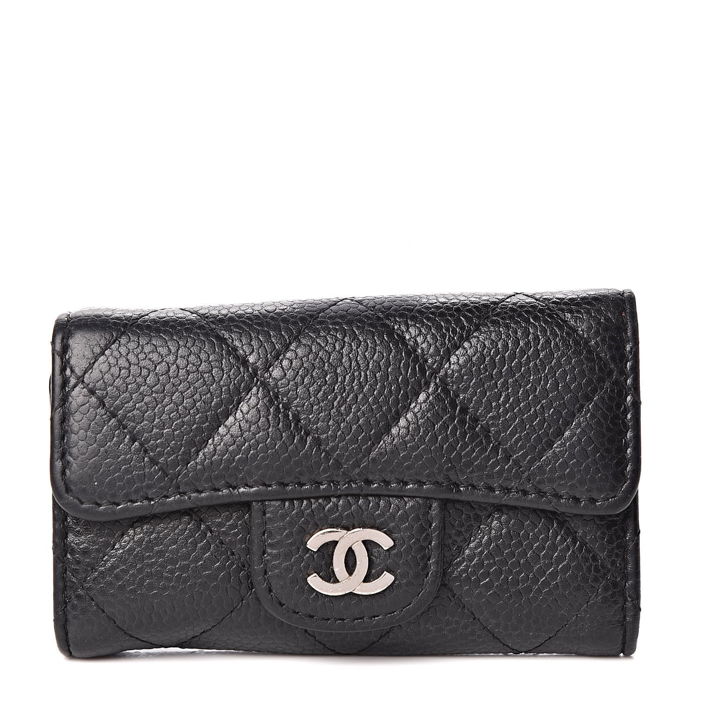 Caviar Quilted 6 Key Holder Black