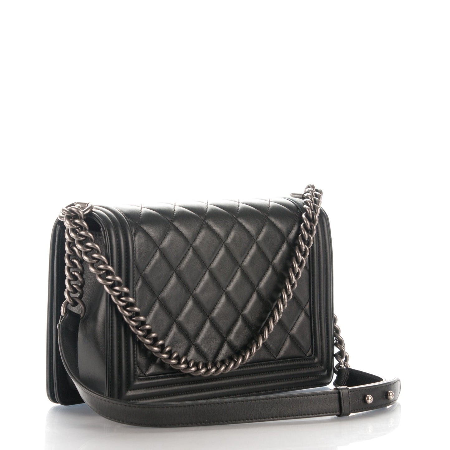 Calfskin Quilted New Medium Boy Flap Black