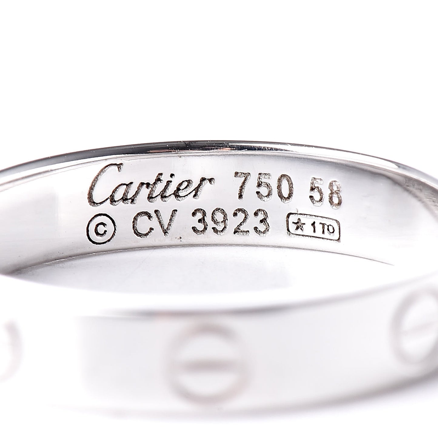 18K White Gold 3.5mm LOVE Wedding Band Ring 58 8.25