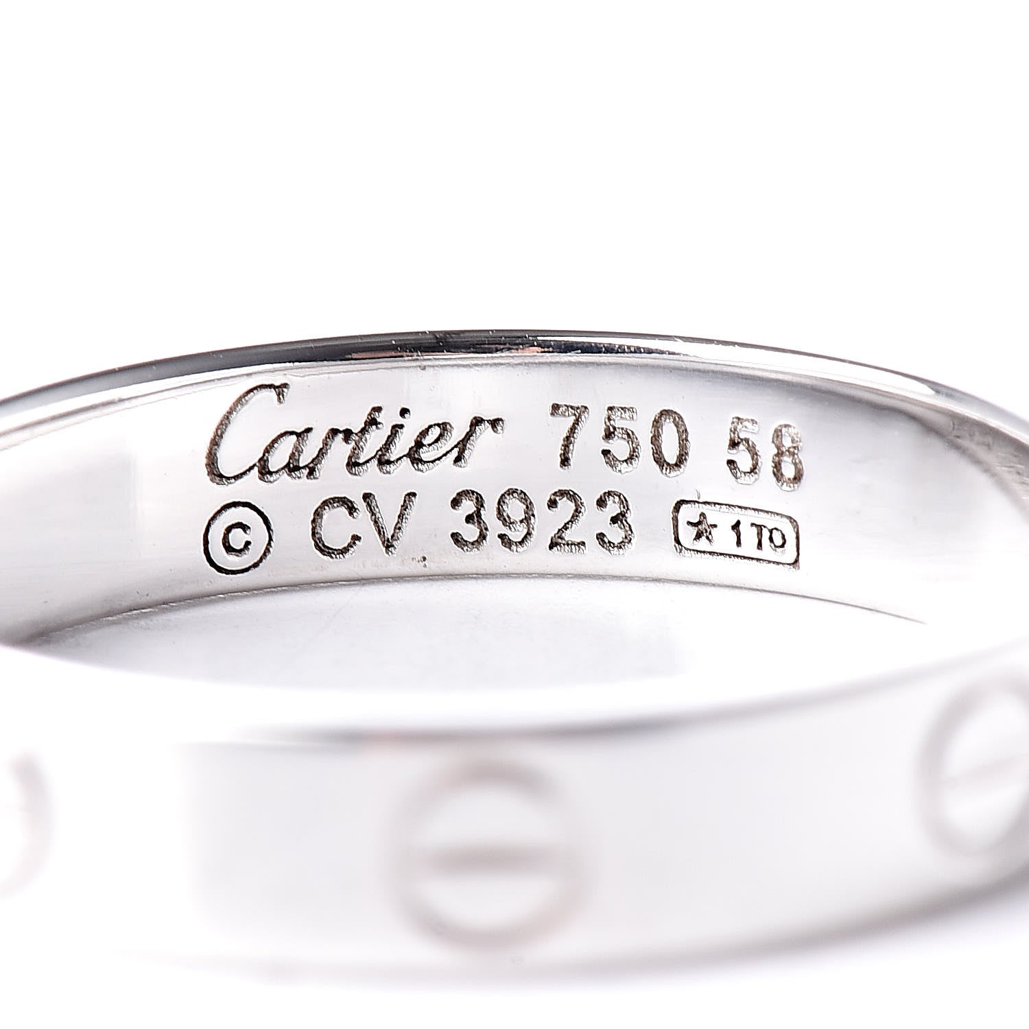 Cartier 18K White Gold 3.5mm LOVE Wedding Band Ring 58 8.25 4 of 4