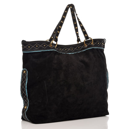 Gucci Suede Calfskin Studded Large Irina Tote Bag Black 3 of 9