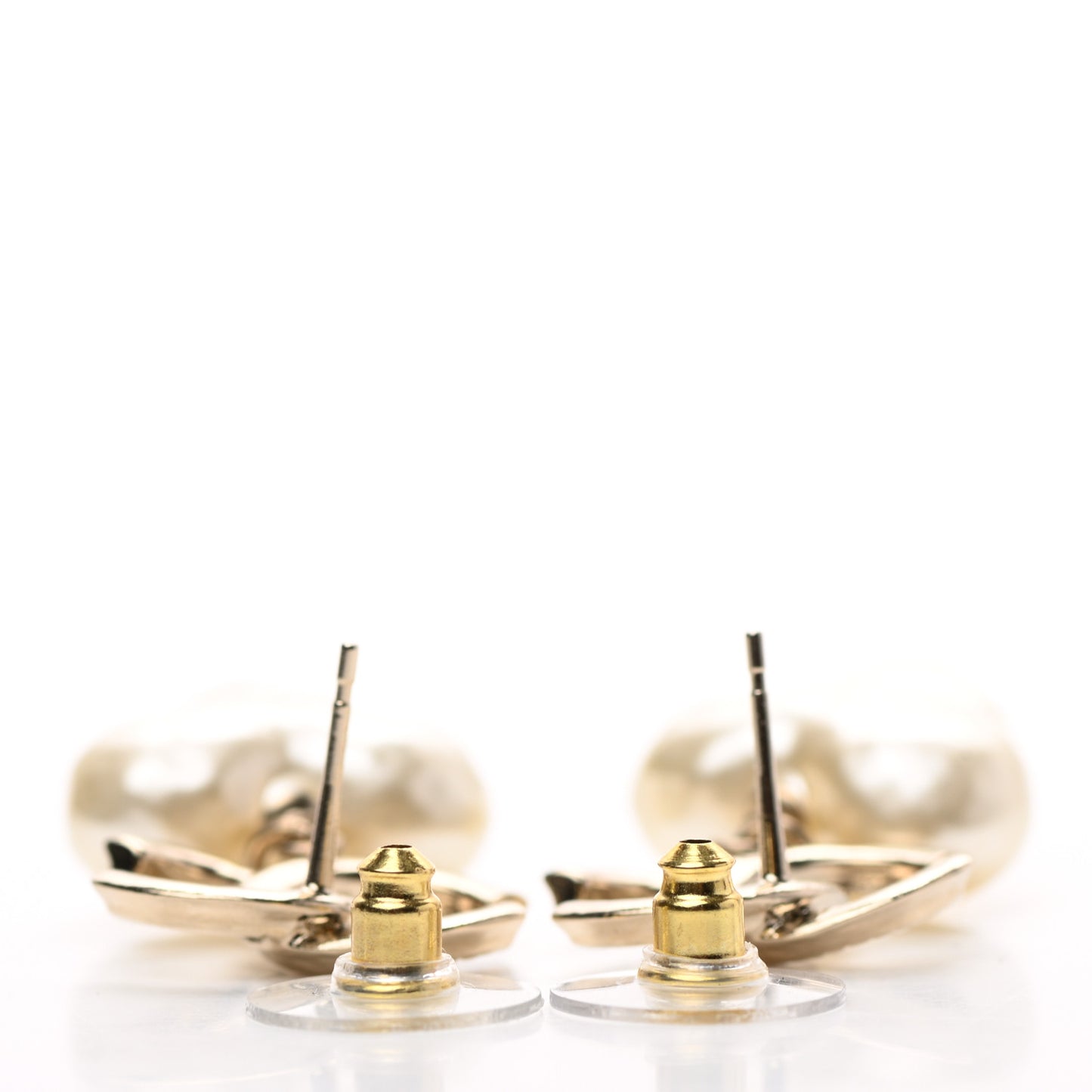 Pearl CC Heart Drop Earrings Gold
