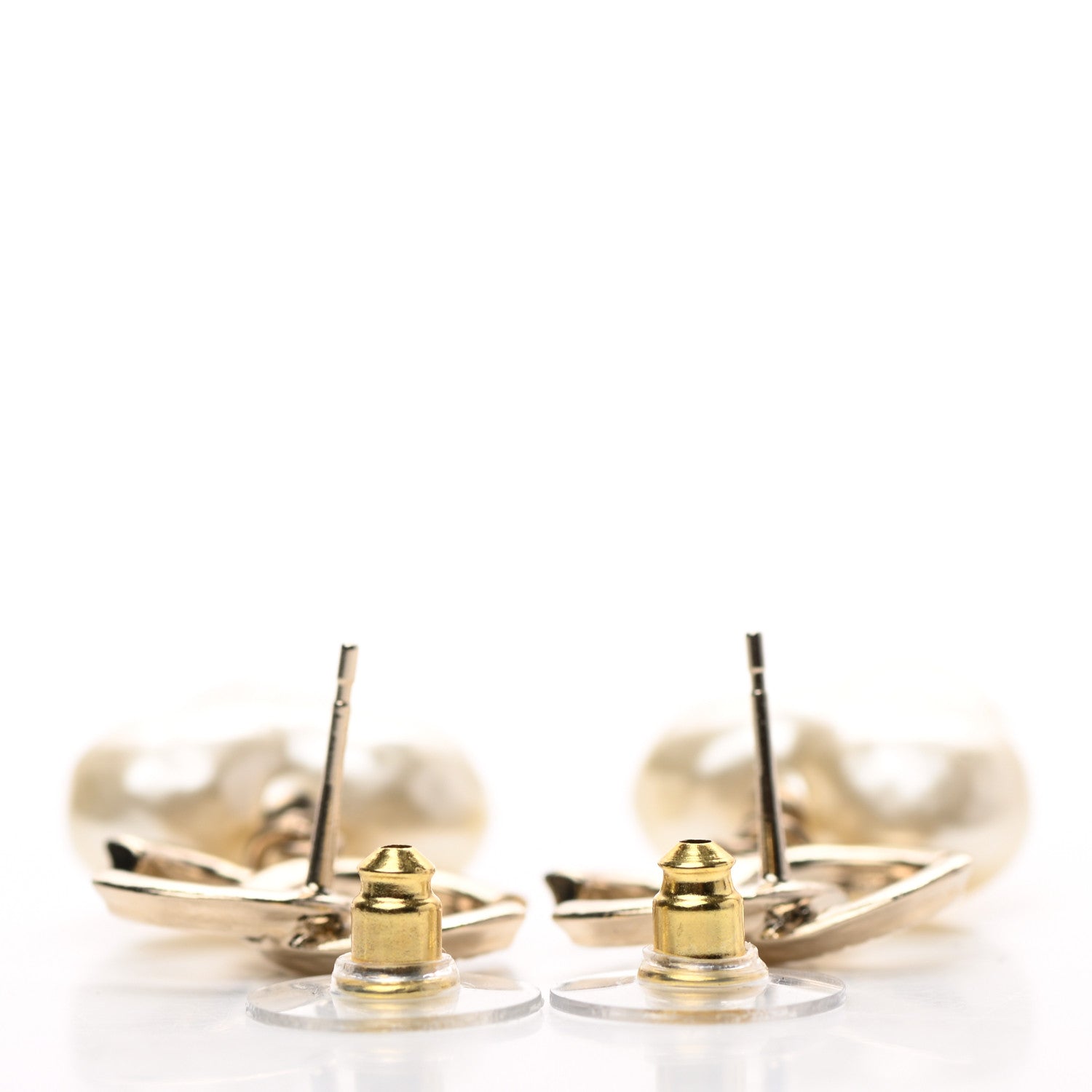 Chanel Pearl CC Heart Drop Earrings Gold 3 of 4