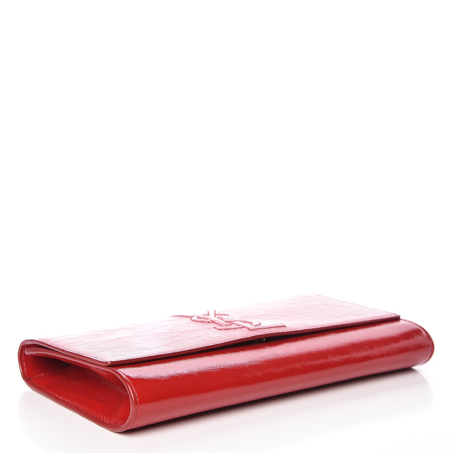 Saint Laurent Textured Patent Large Belle De Jour Clutch Red 4 of 9