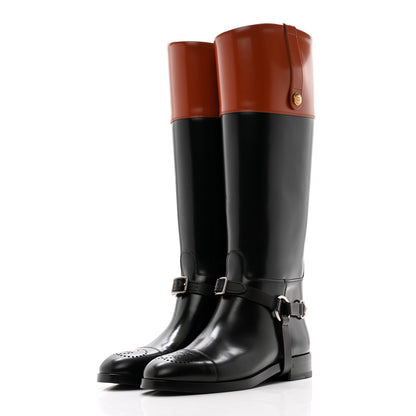 Gucci Calfskin Zelda Harness Riding Boots 38 Black Amber 3 of 10