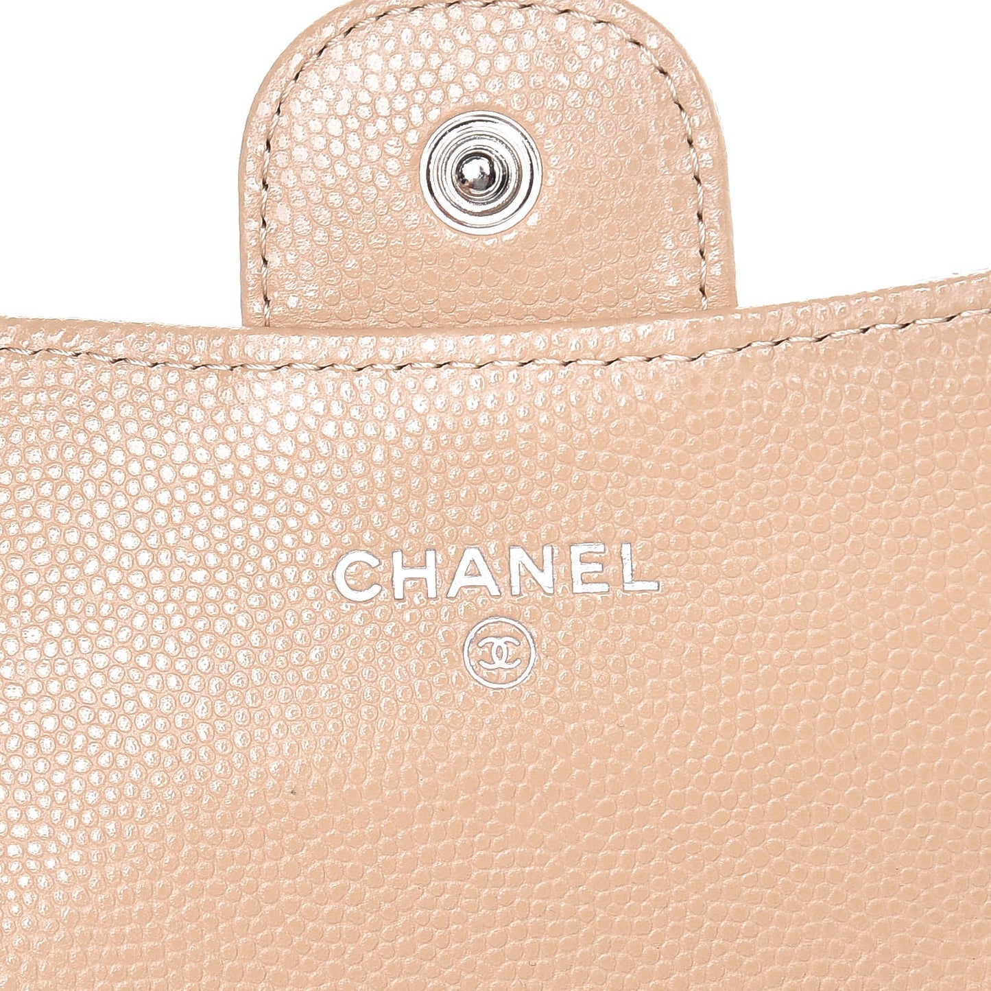 Caviar Quilted Card Holder Wallet Beige