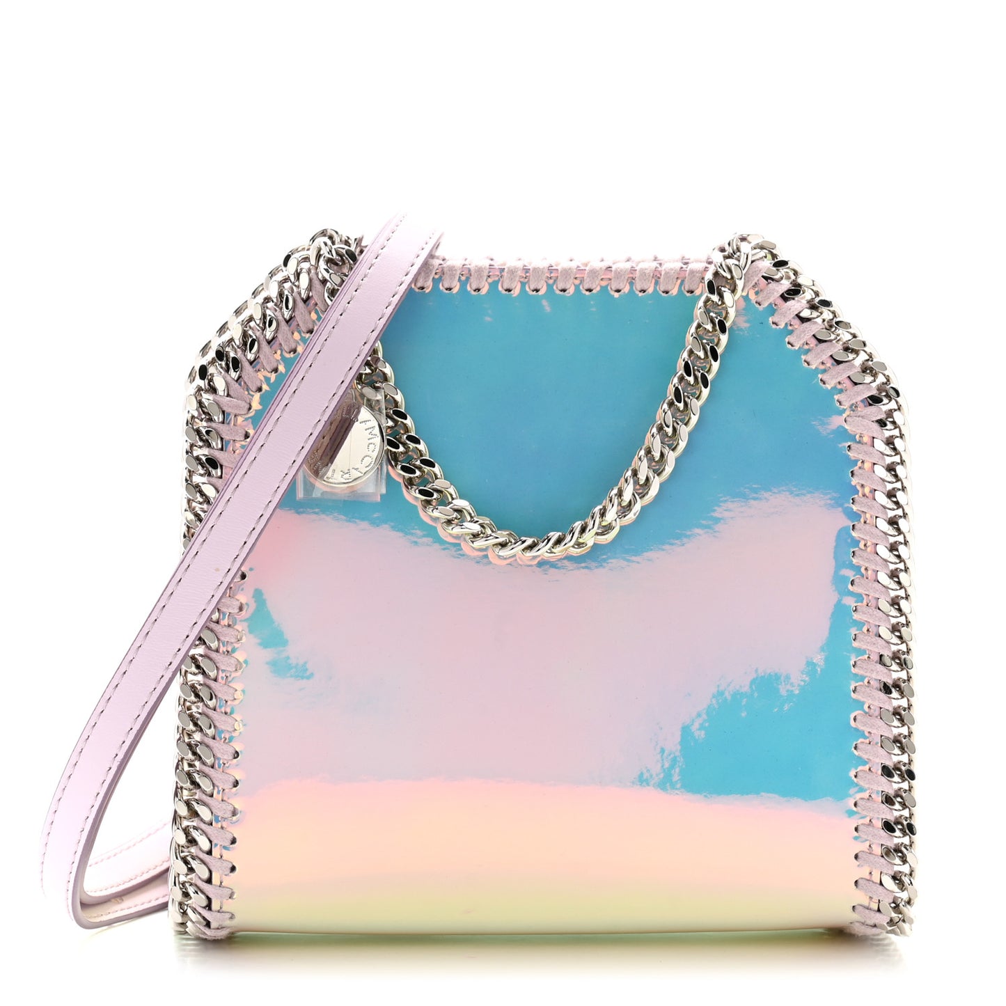 Holographic Faux Leather Mini Falabella Silver