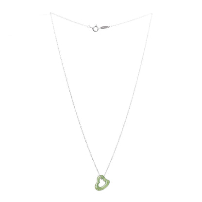 Tiffany Sterling Silver Jade Open Heart Elsa Peretti Necklace 3 of 6