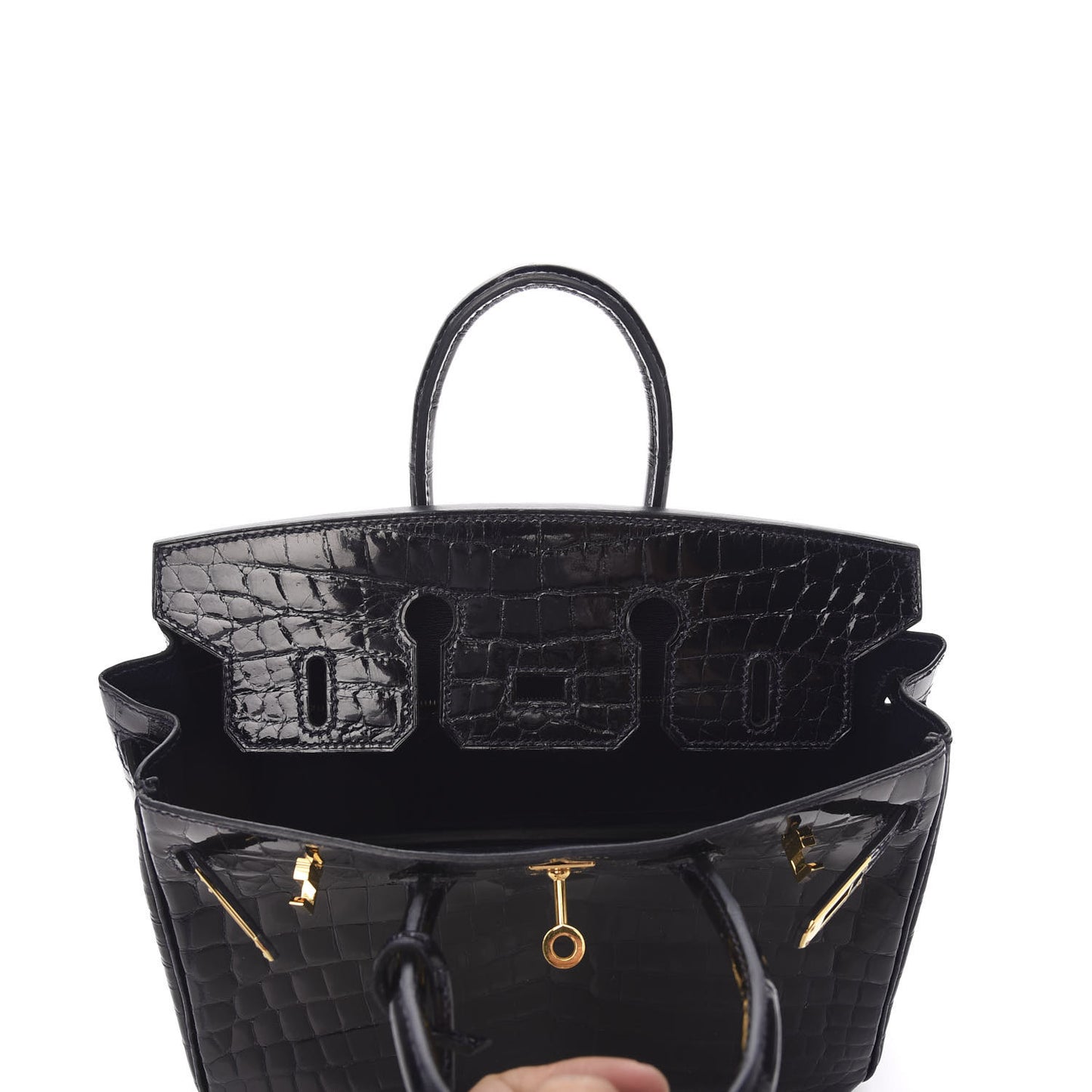 Shiny Niloticus Crocodile Birkin 25 Bleu Marine Bleu Marine