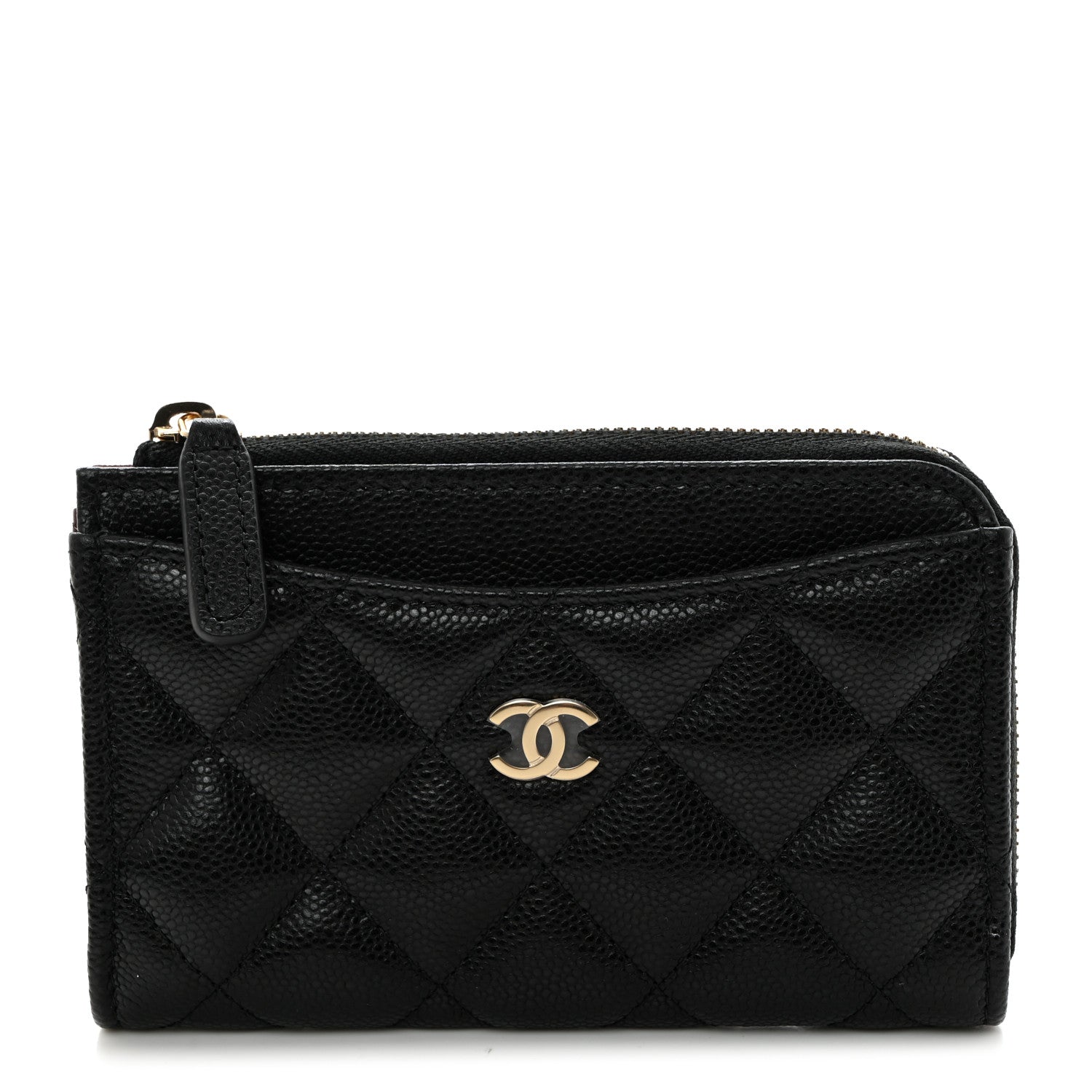 Chanel Caviar Quilted CC Zip Around Card Holder Black 1 of 7