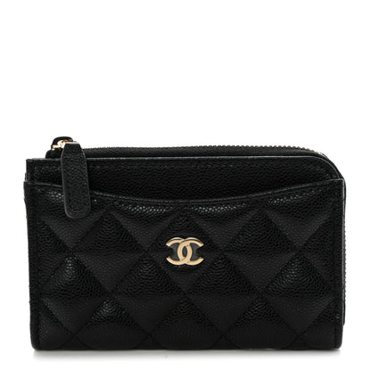 Chanel Caviar Quilted CC Zip Around Card Holder Black 1 of 7