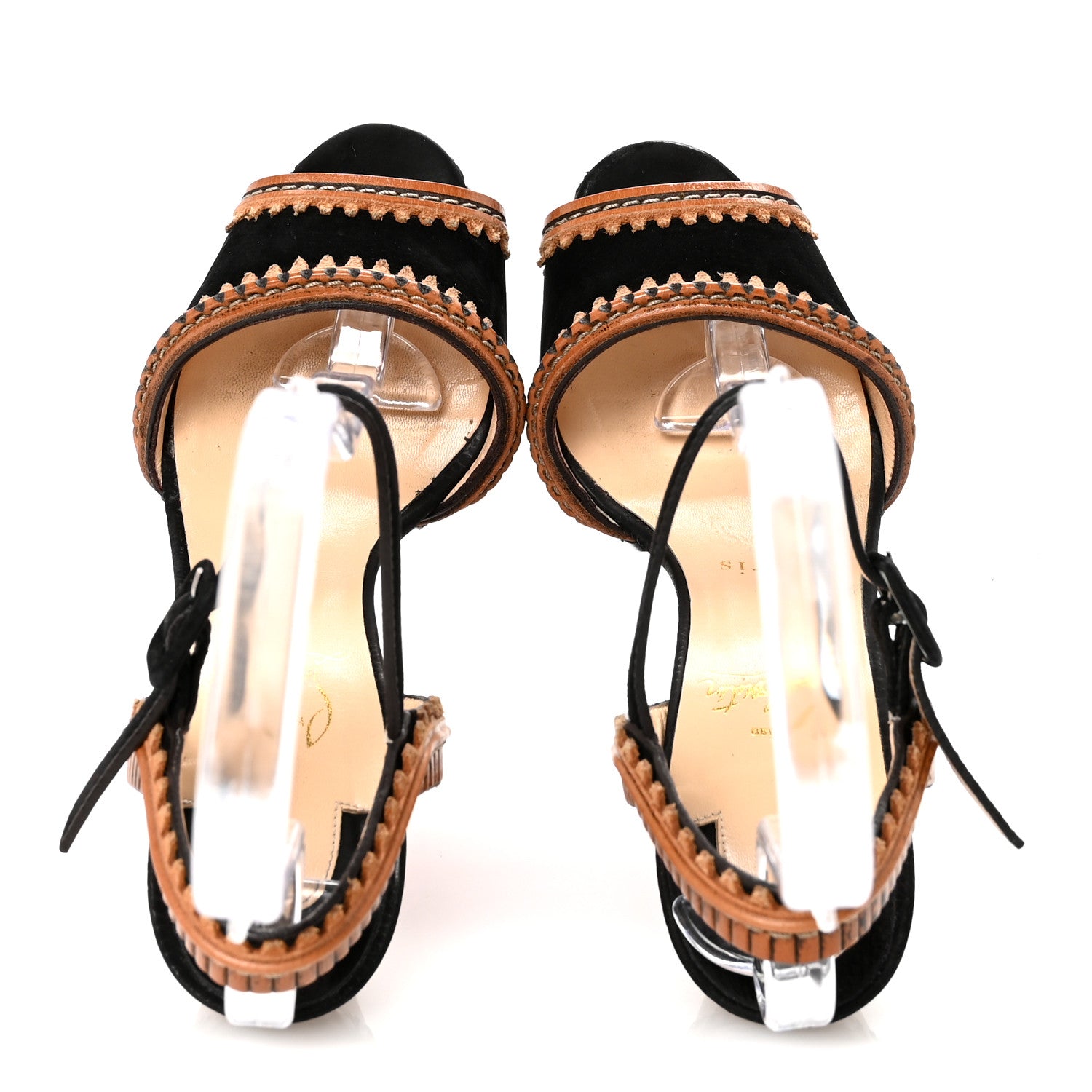 Christian Louboutin Suede Calfskin Trepi 140 Platform Sandals 37 Black 2 of 9