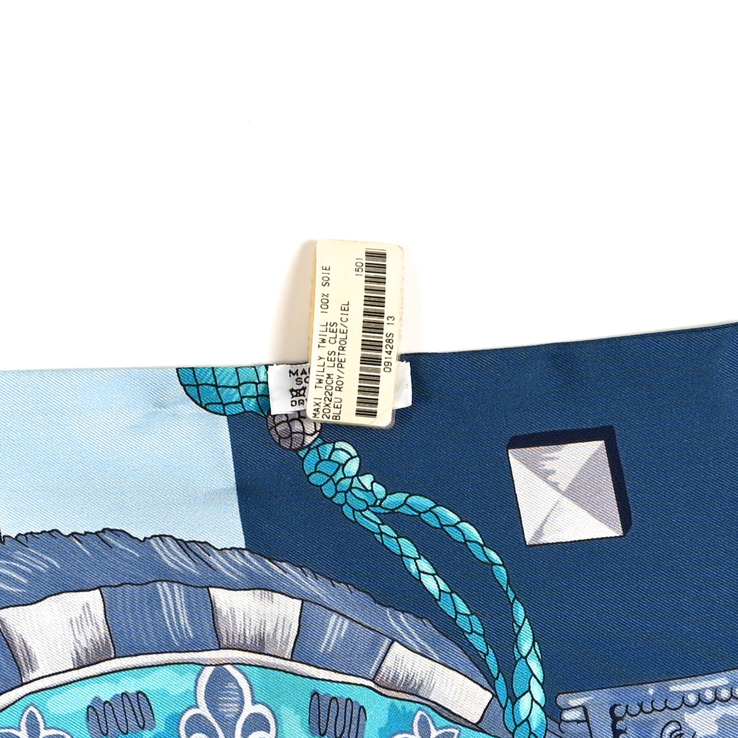 Silk Les Cles Maxi Twilly Bleu Roy Bleu Roy Petrole Ciel