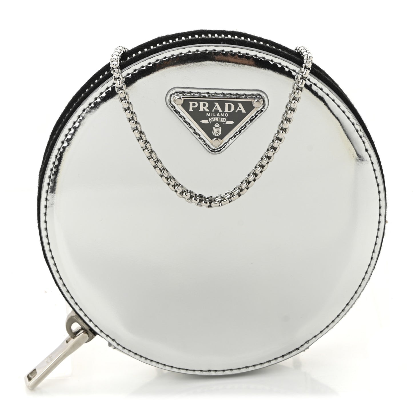 Spazzolato Round Chain Coin Crossbody Pouch Argento