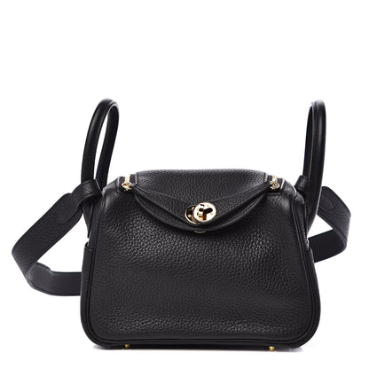 Hermes Taurillon Clemence Mini Lindy 20 Black 1 of 7