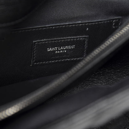 Saint Laurent Calfskin Mixed Matelasse Triquilt Large Monogram Envelope Satchel Black White 7 of 12