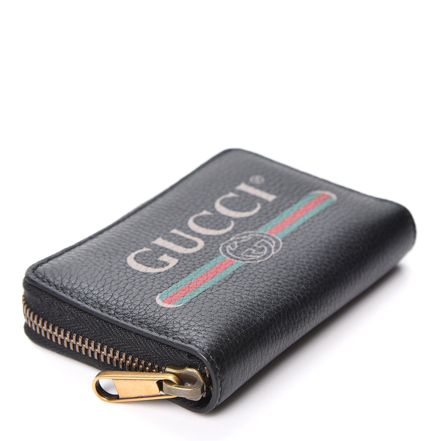 Gucci Calfskin Logo Zip Around Card Case Black 3 of 8