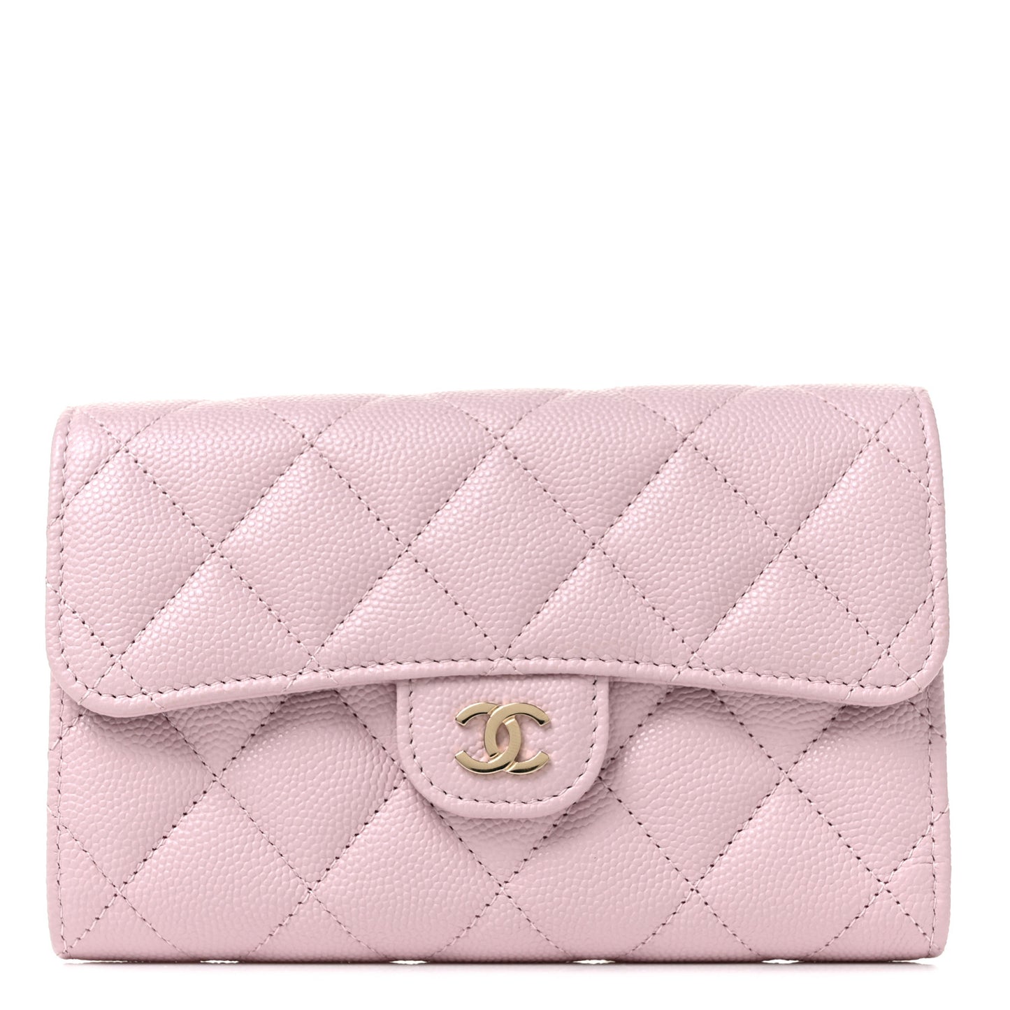 Caviar Quilted Medium Flap Wallet Pink