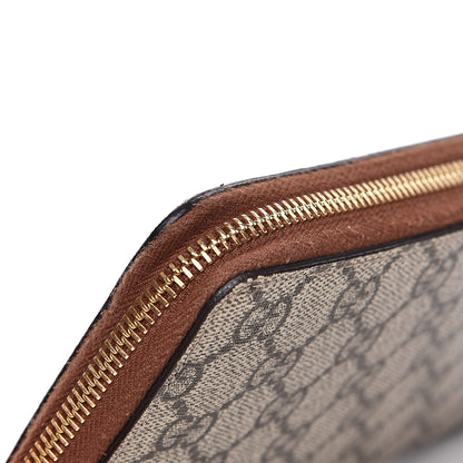Gucci GG Supreme Monogram Cuoio Toscano Zip Around Organizer Wallet Beige Ebony Cuir 11 of 15