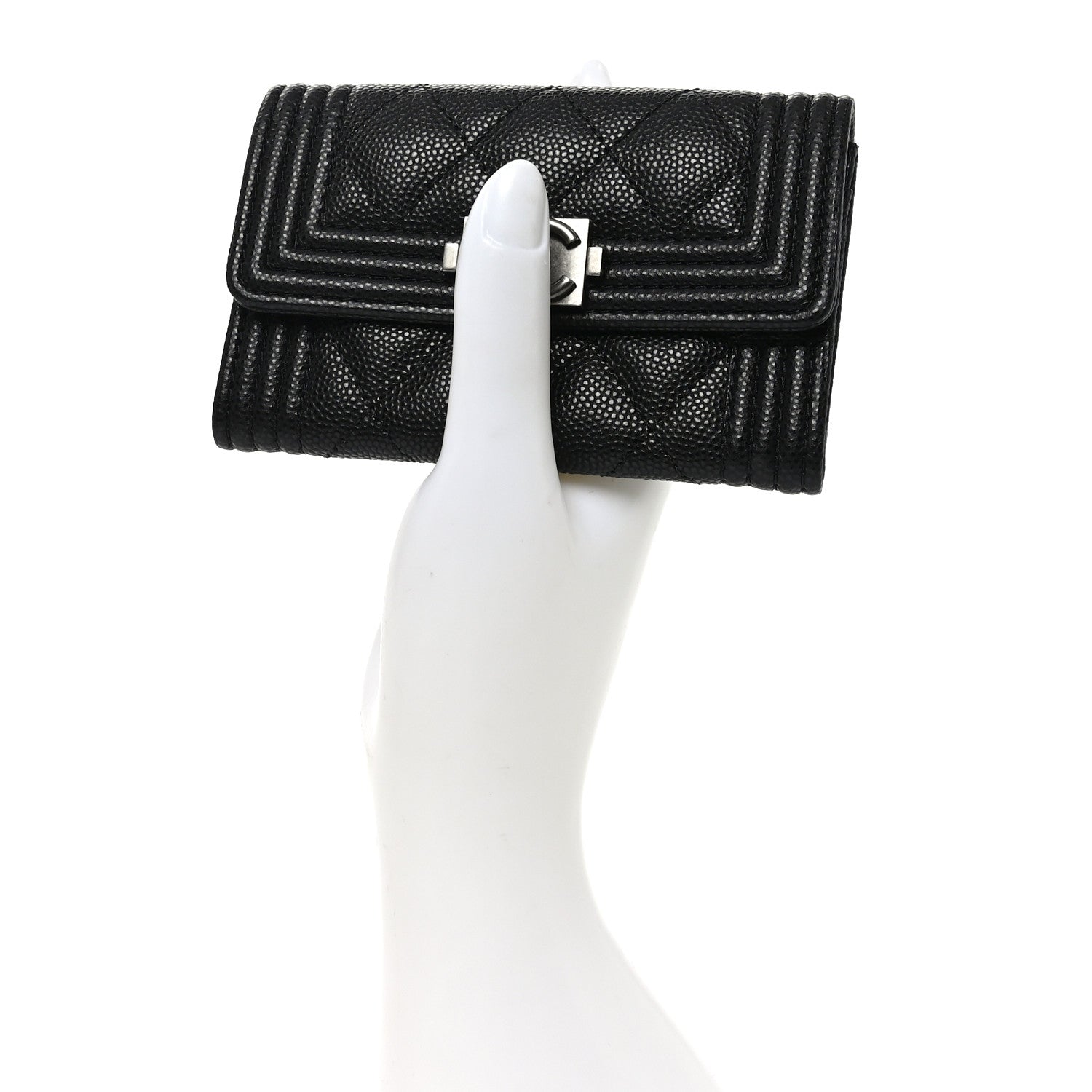 Chanel Caviar Quilted Boy Flap Card Holder Black 2 of 9
