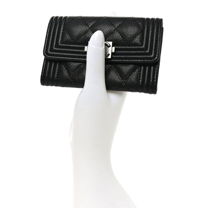 Chanel Caviar Quilted Boy Flap Card Holder Black 2 of 9
