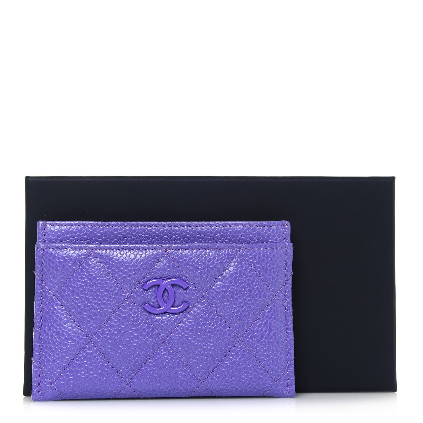 Caviar Quilted Incognito Card Holder Purple