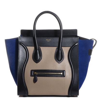 Celine Textured Calfskin Suede Mini Tri-Color Luggage Black 1 of 9