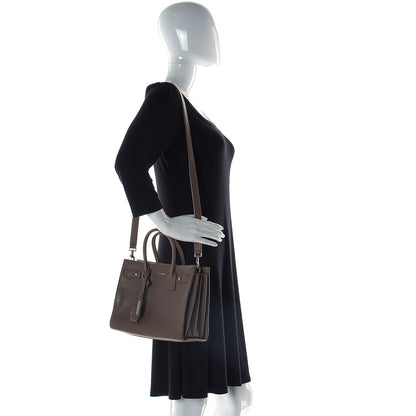 Saint Laurent Grained Calfskin Baby Sac De Jour Souple Taupe 3 of 13