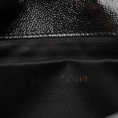 Saint Laurent Textured Patent Monogram Large Belle De Jour Clutch Black 6 of 7