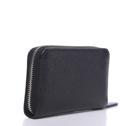 Chanel Caviar CC Small Zip Around Coin Purse Black Blue Green 2 of 7