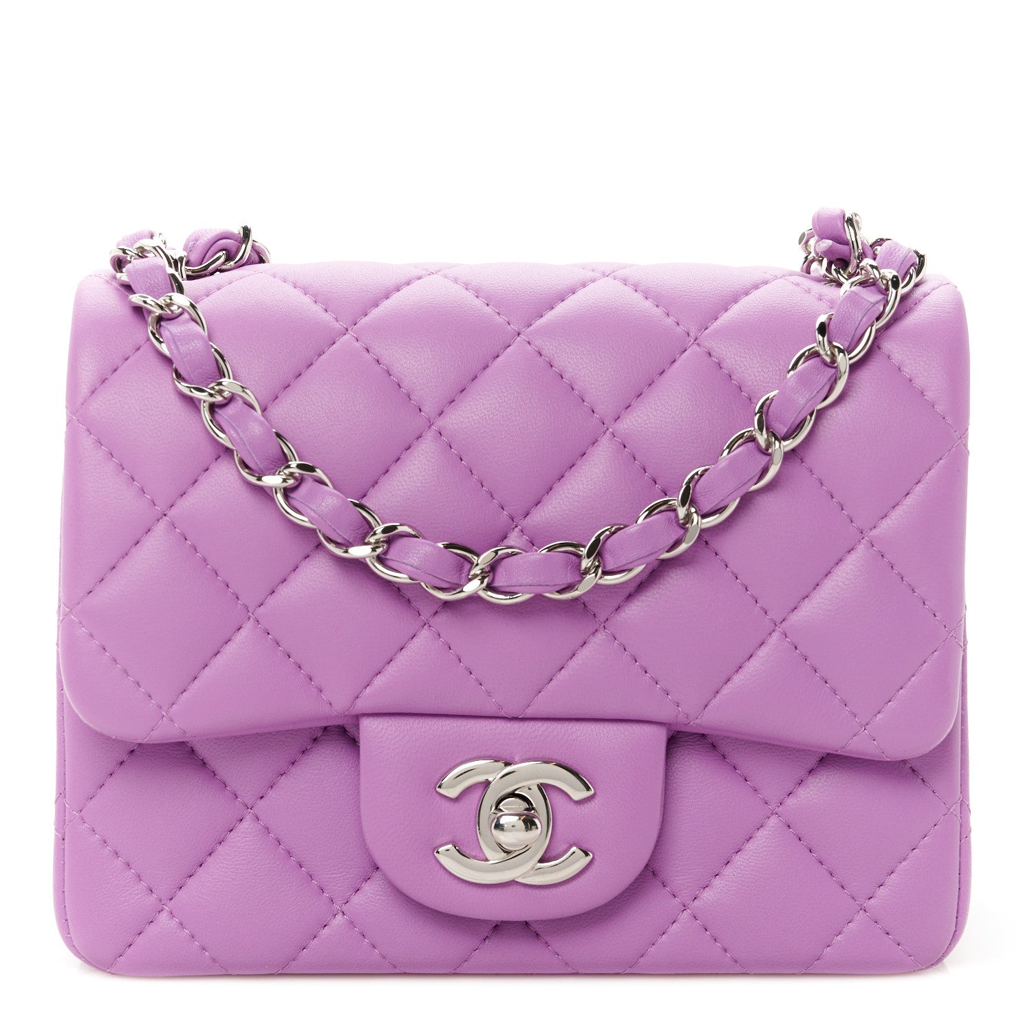 Chanel Lambskin Quilted Mini Square Flap Purple 1 of 11