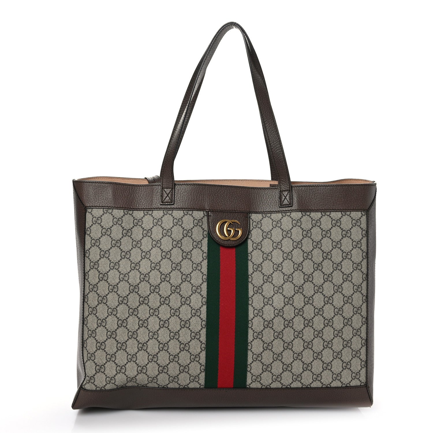 Gucci GG Supreme Monogram Web Ophidia Tote Brown 1 of 10